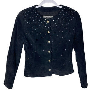 Vintage Positano Pelle Rhinestone Leather Jacket